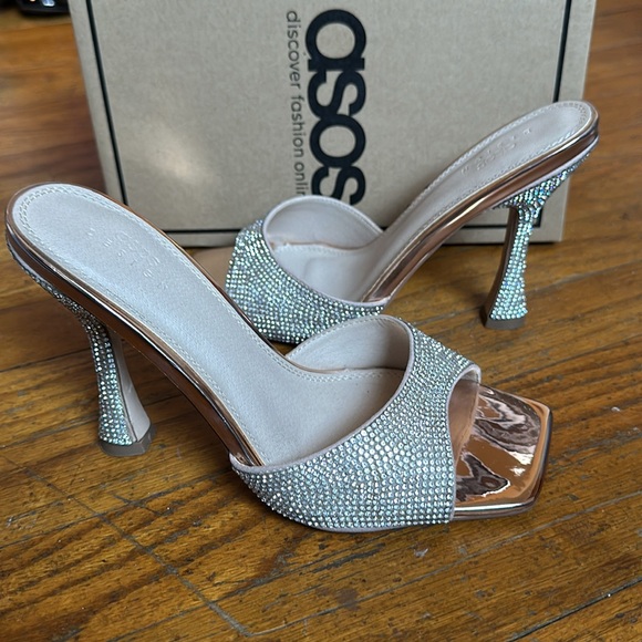 In box ASOS Rose Gold Nero square toe Mules Sz UK 4 US 7 - Picture 3 of 8